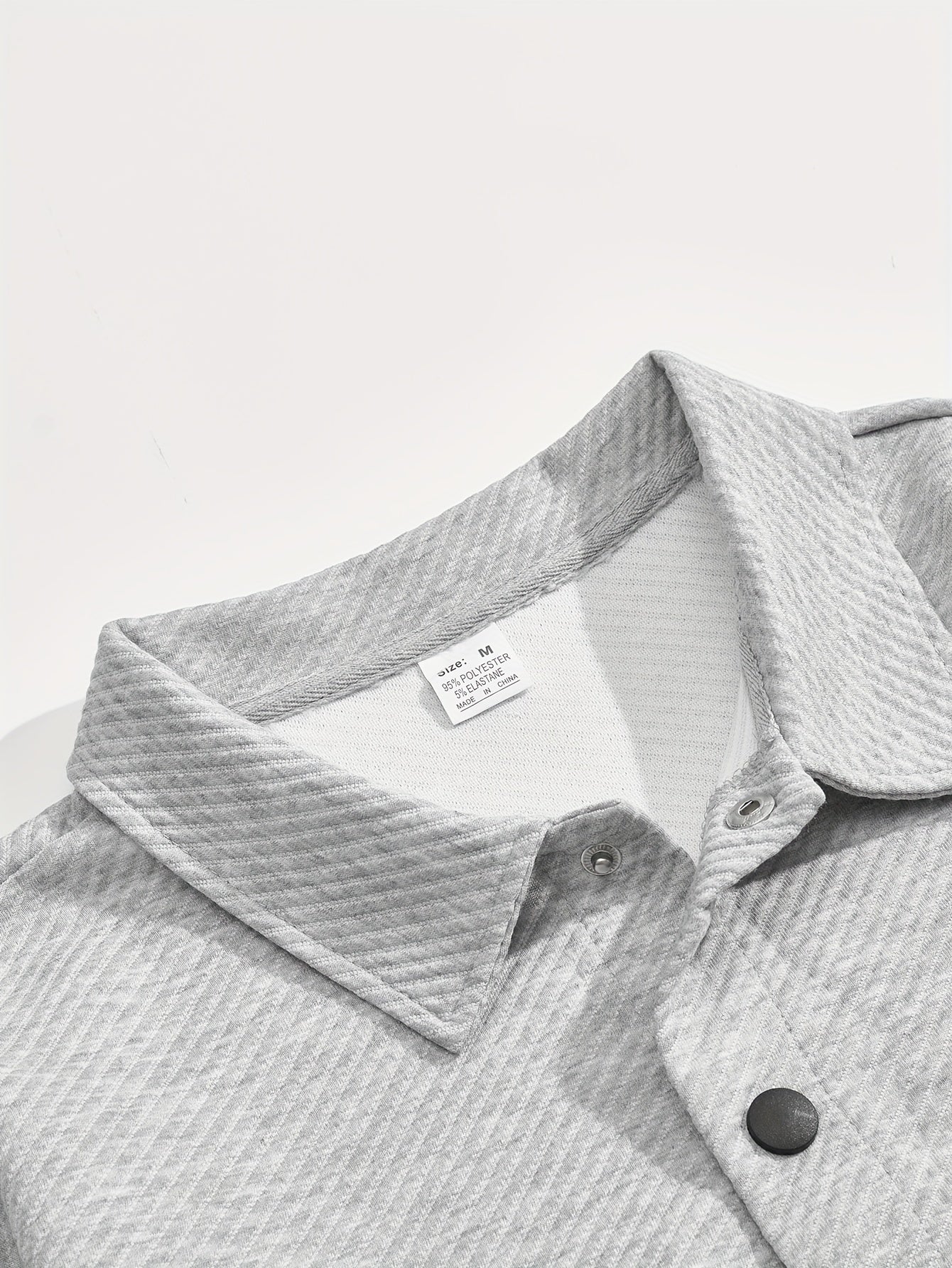 Men's Casual Sportswear Set - Long Sleeve Button-Up Shirt & Joggers, Stretch Fabric, Spring/Fall Collection