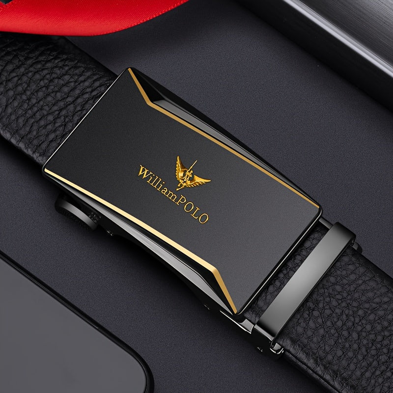 Belt Men's Genuine Leather New Automatic Buckle Pure Cow Leather Belt Business Versatile Young People High-end Trendy Trouser Belt
