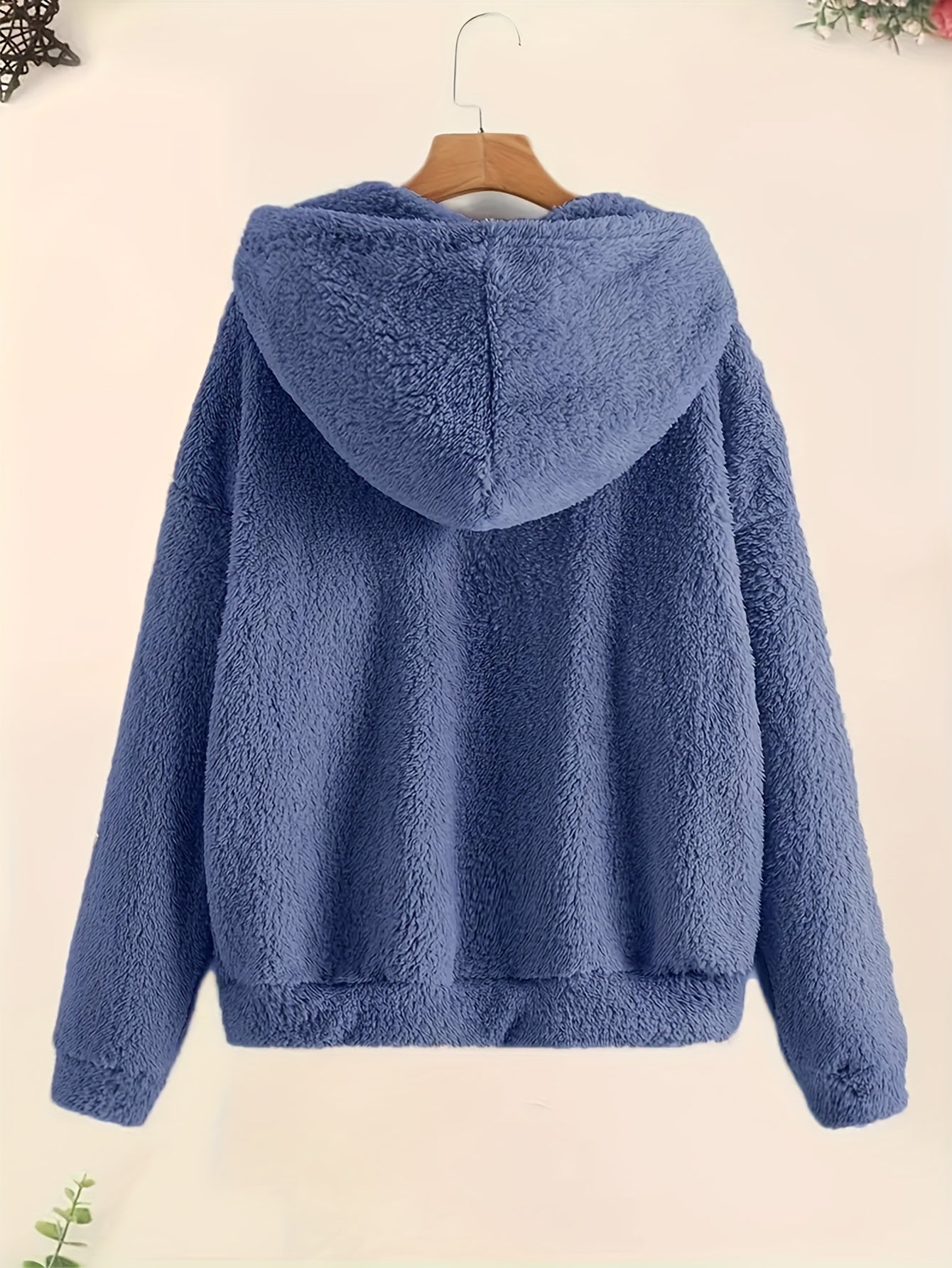 Cozy Fleece-Lined Hooded Jacket for Women - Casual Solid Color with Drawstring, Zip-Up Front, Long Sleeves - Perfect for Fall & Winter