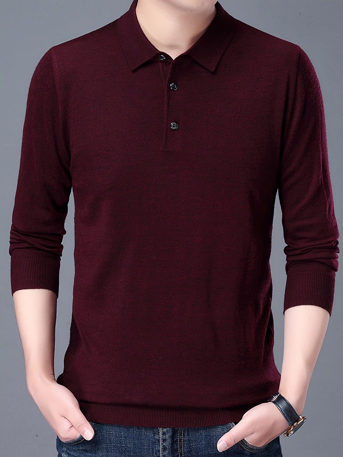 Men's 6% Wool Blend Thermal Long Sleeve Sweater Shirt - Anti-Pilling Casual Button-Up Collar Top for Layering, Soft Warm Pullover for Spring Fall Winter Outdoor & Casual Attire, Antipilling Fabric