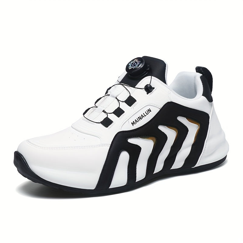 Men's Striped Casual Shoes Rotary Buckle Comfy Durable Outdoor Jogging Hiking Fishing, All Seasons