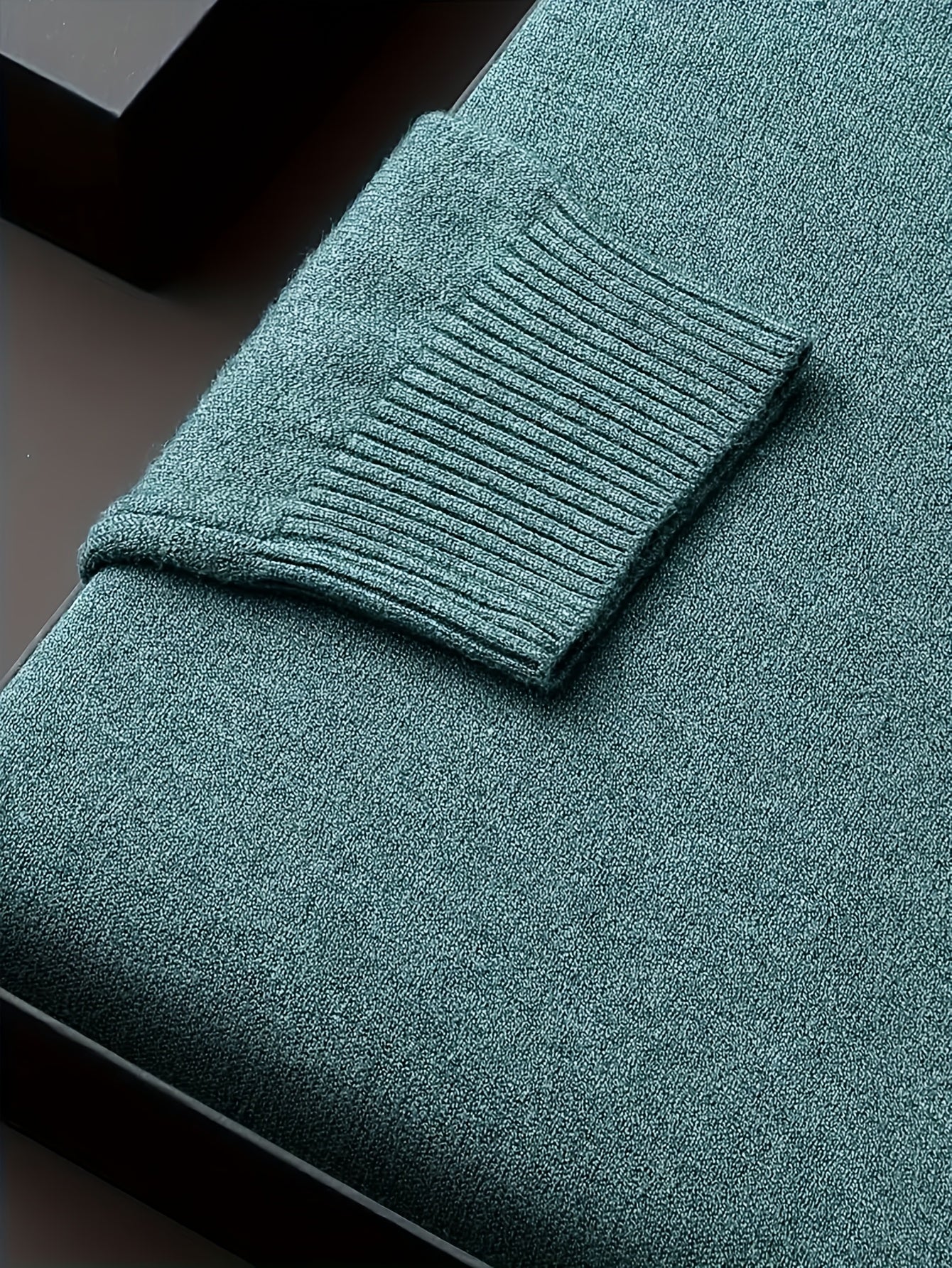 Men's Sleek Light Blue Turtleneck Sweater - Casual Knit Pullover with Ribbed Cuffs, Long Sleeves for Fall/Winter, Soft Viscose Blend