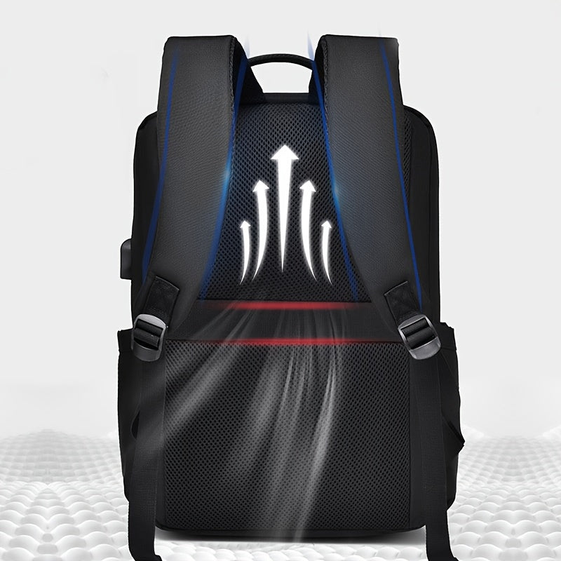 Large Capacity Laptop Backpack - Durable Oxford Fabric, Adjustable Shoulder Straps, Multiple Compartments for School, Work & Travel - Black, Laptop Carrying Case, Work Commute Bag, Modern Backpack, Sturdy Construction