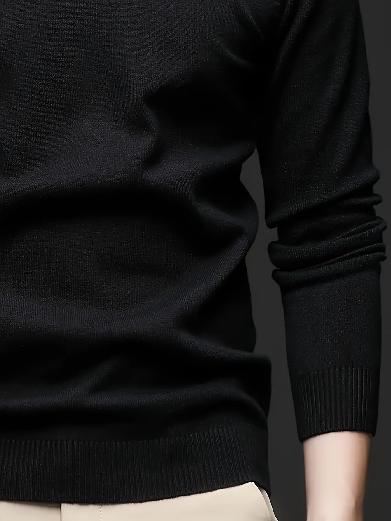 Men's Sleek Light Blue Turtleneck Sweater - Casual Knit Pullover with Ribbed Cuffs, Long Sleeves for Fall/Winter, Soft Viscose Blend