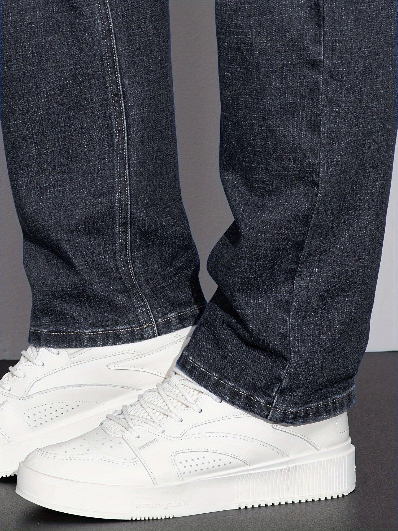 Men's Plus Size Loose Fit Stretchy Cotton Denim Pants, Lightweight Business Casual Jeans For All Seasons