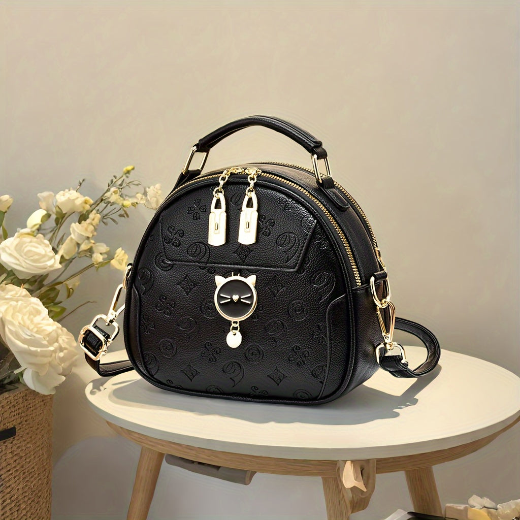 Stylish Women's Handbag - Two-Tone Red & White Design, Embossed Floral Pattern, Adjustable Crossbody Strap, Golden-Tone Hardware, Perfect for Casual Outings & Commuting, Ladies Handbags