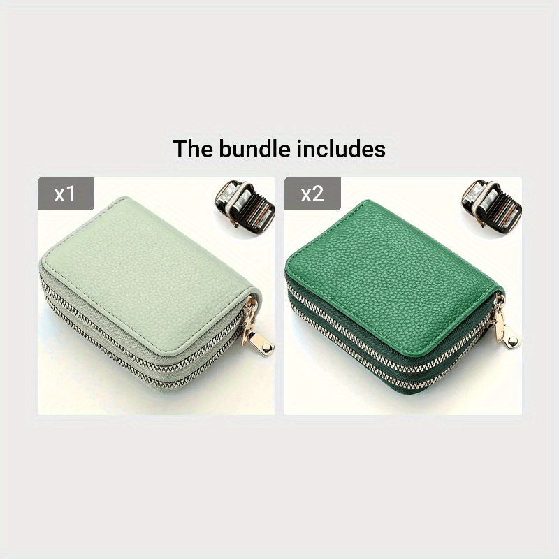 Fashion Double Zipper Wallet, Litchi Pattern Double Layer Short Credit Card Document Bag, Versatile Multicolor Coin Purse