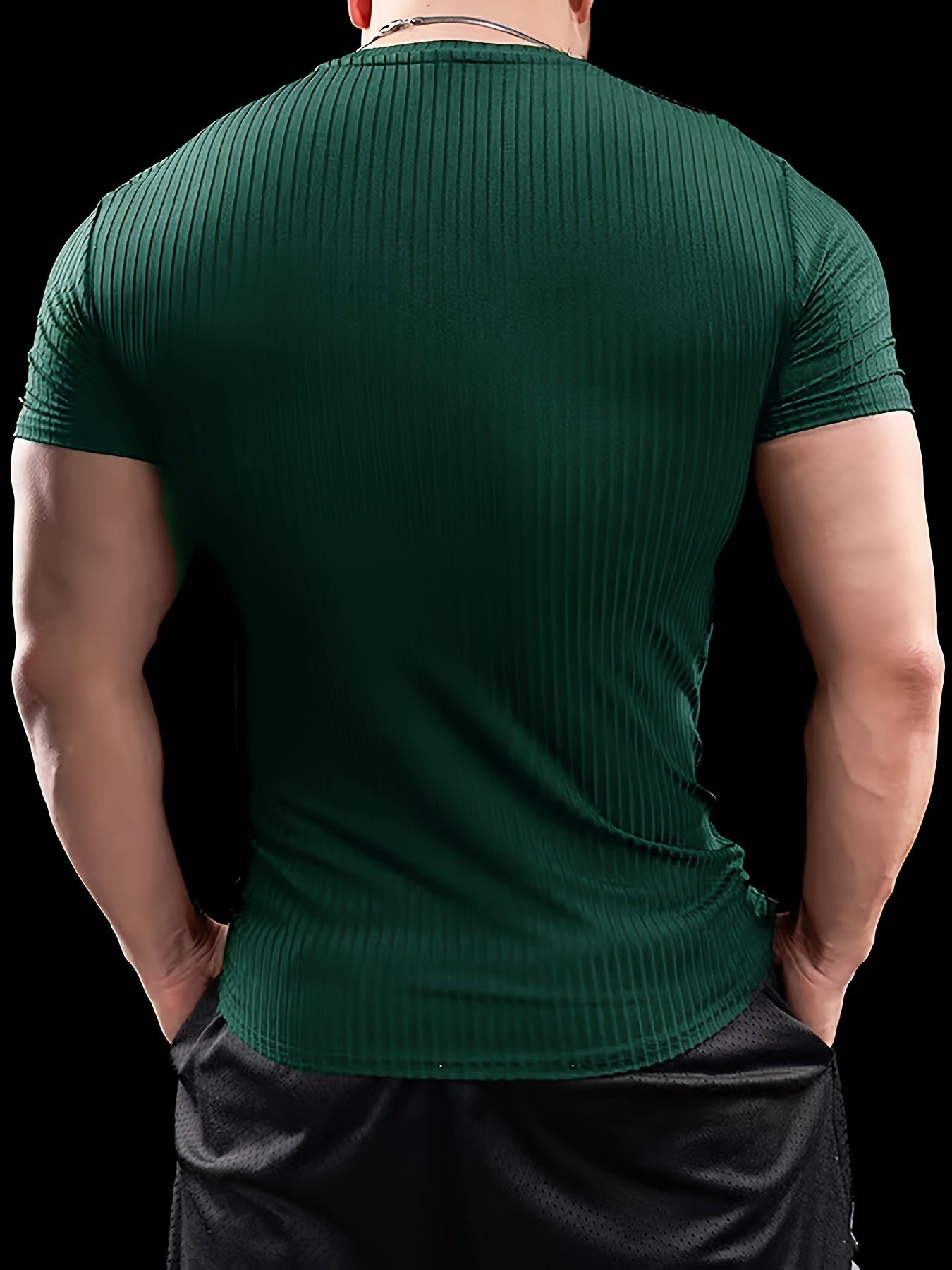 Men's Stretch Fit Short Sleeve T-Shirt - Breathable, Comfortable Polyester Blend, Solid Blue, Crew Neck, Casual & Sporty Style for Spring/Summer