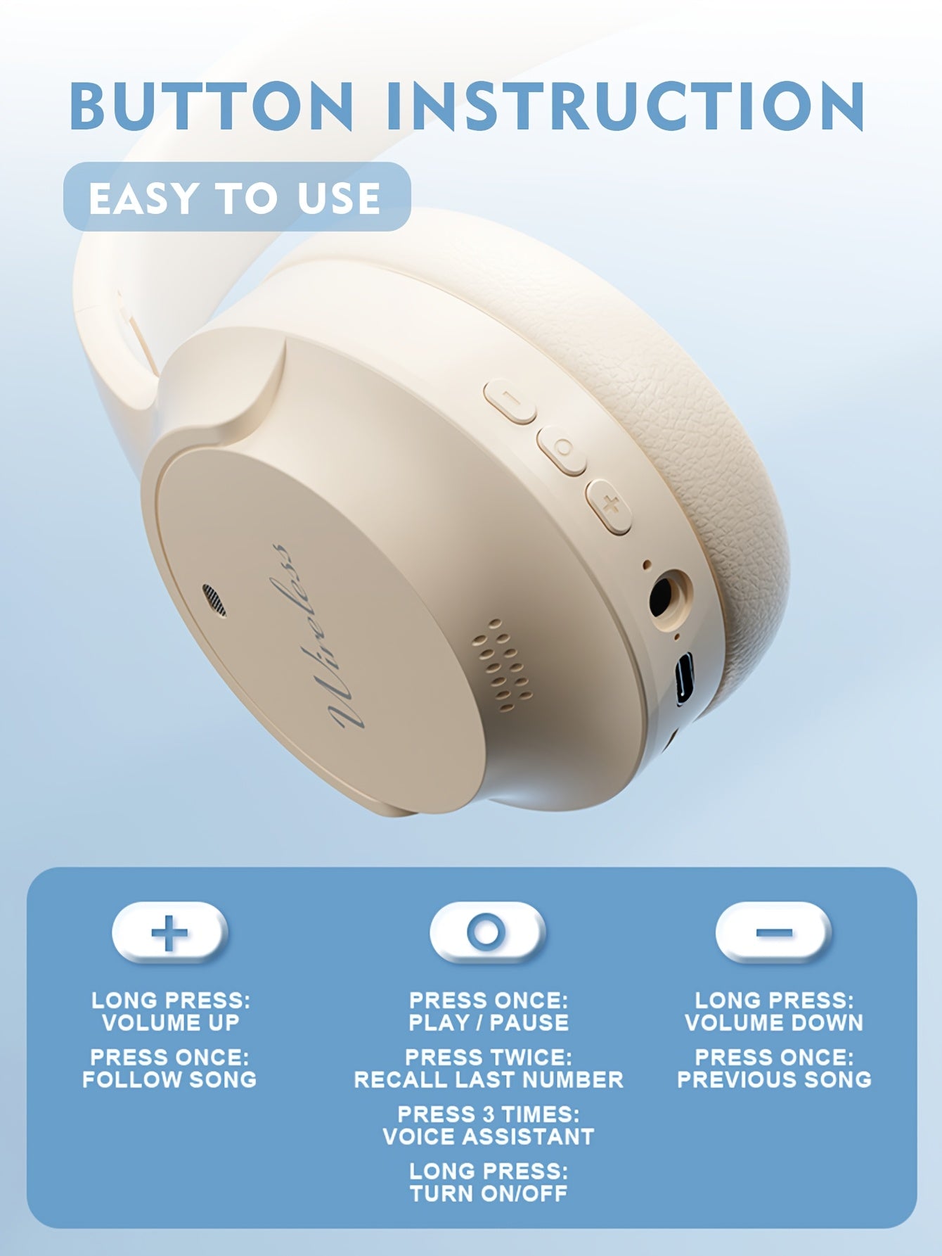 Retro Headphones Wireless Over-Ear Foldable Gaming Headset for Casual Running Video Calls Voice HIFI Earbuds