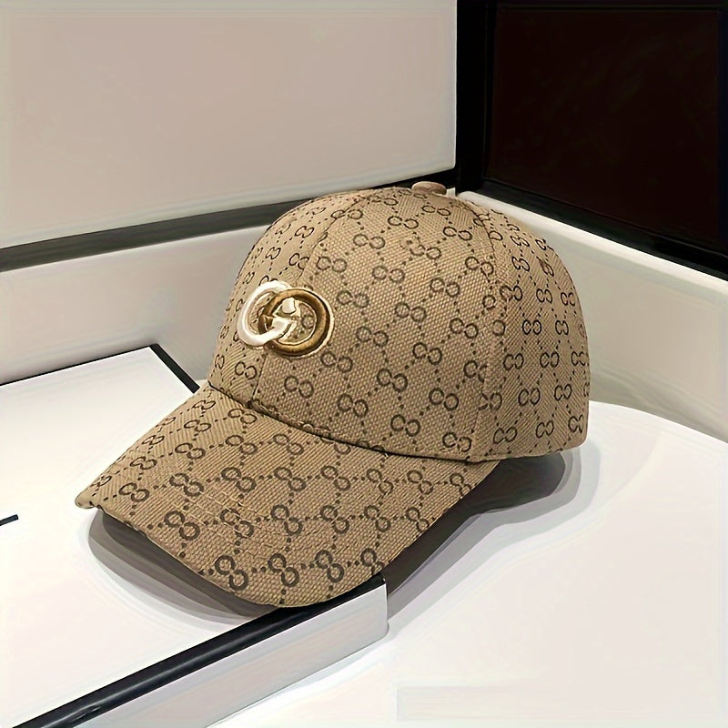 Trendy Premium Curved Brim Baseball Cap, Embroidery Letter G Logo & Full Print Trucker Hat, Snapback Hat For Casual Leisure Outdoor Sports