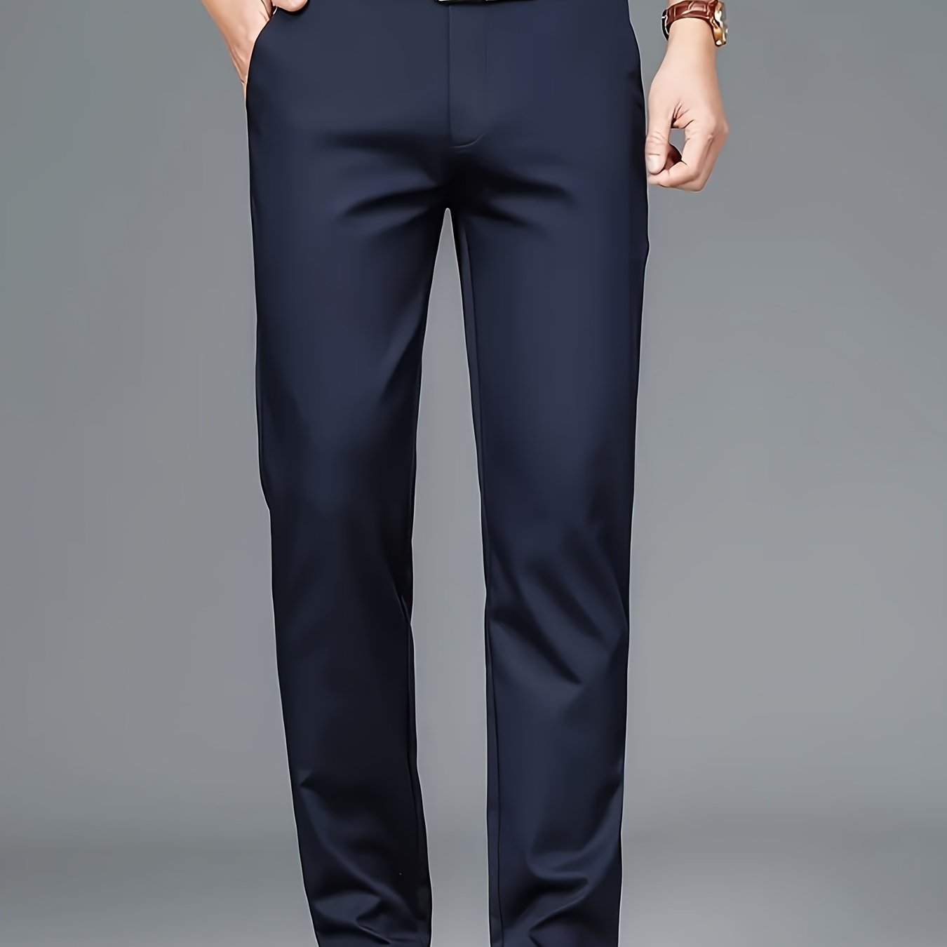 Men'S New Style Solid Color Suit Pants for All Seasons, Fashionable Business Stretch Straight-Leg Formal Trousers, Slim-Fit Casual Pants.