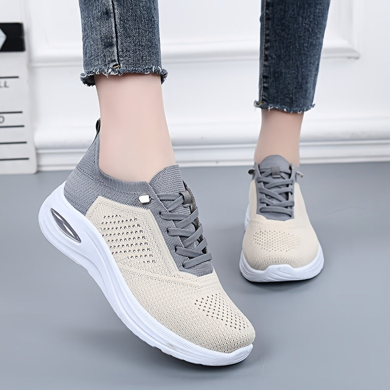 Women's Breathable Casual Running Shoes - Lace-Up Low-Top Sneakers with Fabric Upper & Durable PVC Sole, All-Season Comfort for Walking, Jogging, Casual Attire - Multi-Color Options, Ladies Sneakers
