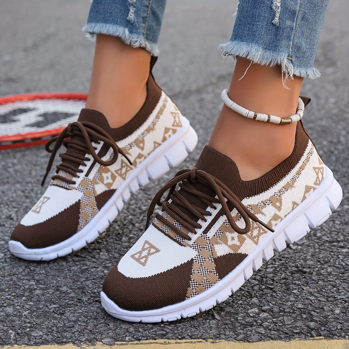 Women's Casual Sneakers Comfort Sport Shoes Fabric Knit Breathable Slip-On All-Season Walking Flats - EVA Sole Non-Slip Athletic Running Footwear - Taizhou North America & Europe Exclusive