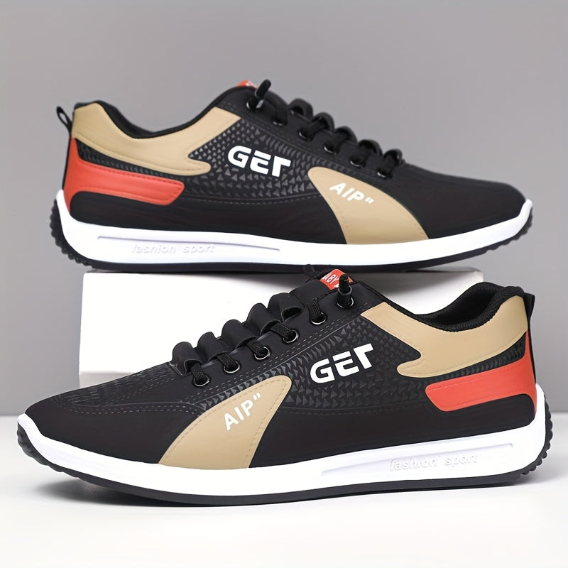Men's White/Grey/Black Casual Sneakers - Low-Top Lace-Up Shoes with Cushioned Rubber Sole, PU Upper & Fabric Lining - Lightweight Everyday Walking Shoes for Gym, Office, Travel - Minimalist Athletic Footwear, Shoes Sneakers,