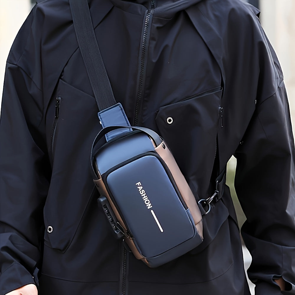 UNIXINU Men's Durable Oxford Fabric Anti-Theft Chest Bag - Sleek Casual Crossbody Sling Bag with Phone Pocket, Zipper Closure & Adjustable Strap for Motorcycle Riding, Commuting, Outdoor Sports, Bag for Bike, Travel Essential
