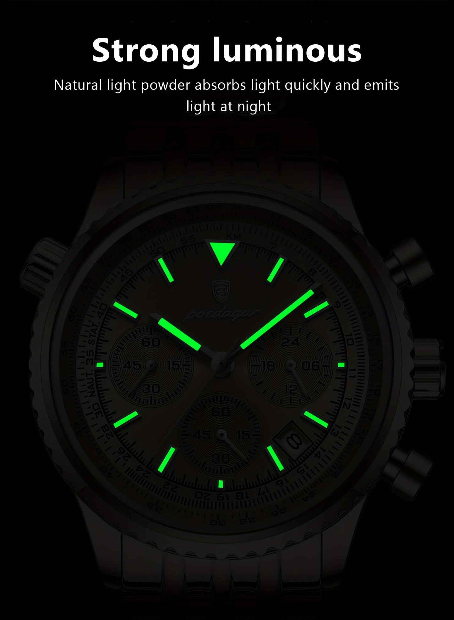 POEDAGAR New waterproof luminous calendar stainless steel ultra-thin Men's watch fashion students Korean business luxury youth chronograph quartz wristwatch., Perfect for Thanksgiving