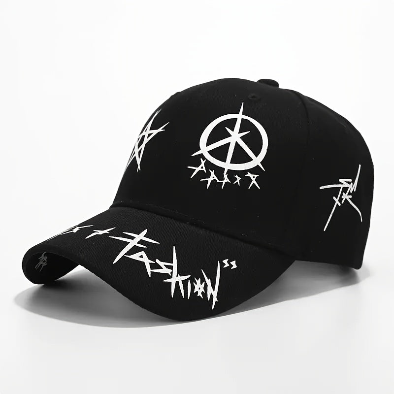 Trendy Snapback Hat - Casual & Versatile with Star-Circle Design, Color Block Stitching for Casual Attire
