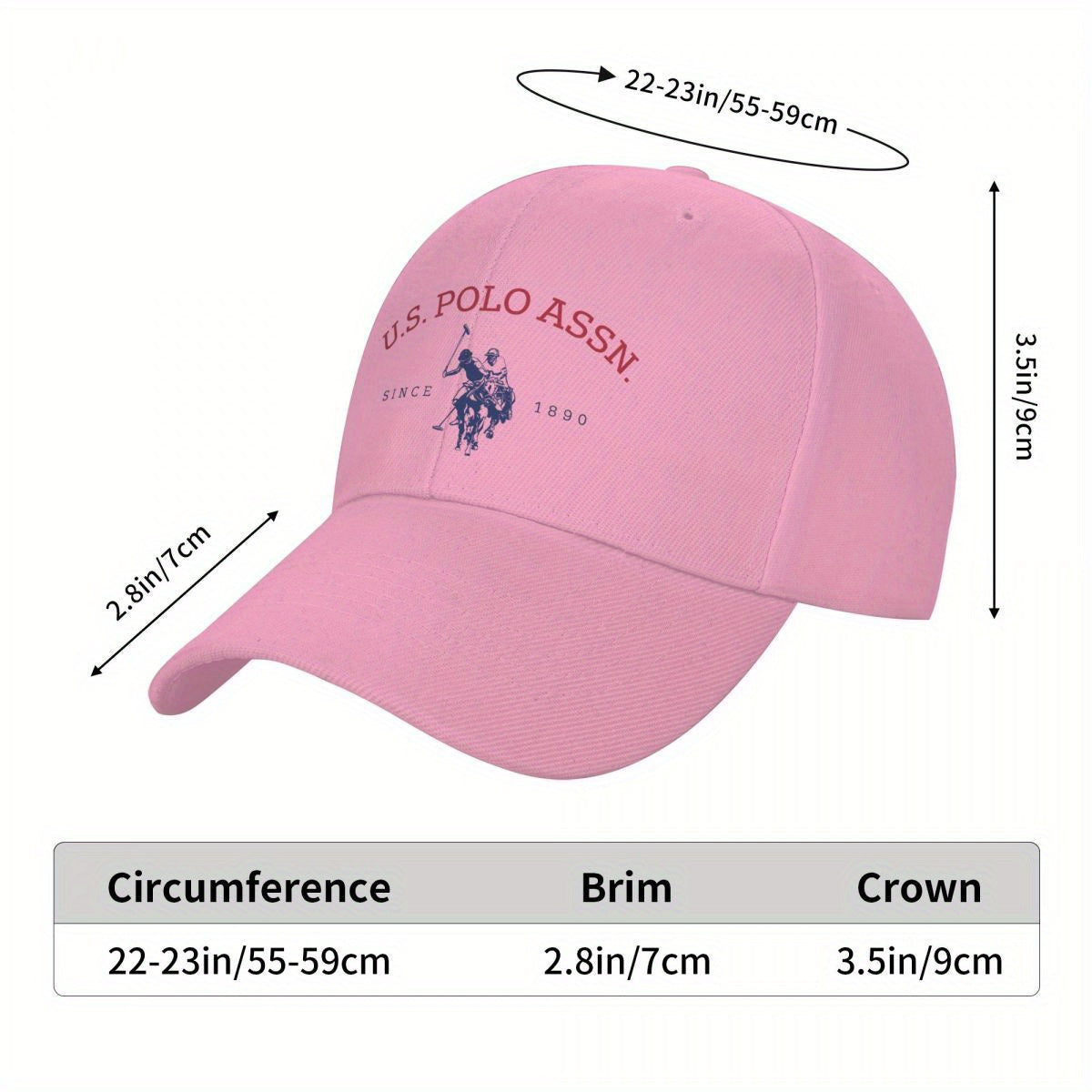 U.S. Polo Assn. Since 1890 - Adjustable Baseball Cap with Sun Protection, Classic Sporty Style, 1pc White Polyester Hat with Red & Blue Print, Perfect for Casual Outdoor Activities, Ideal Gift for Men and Wome