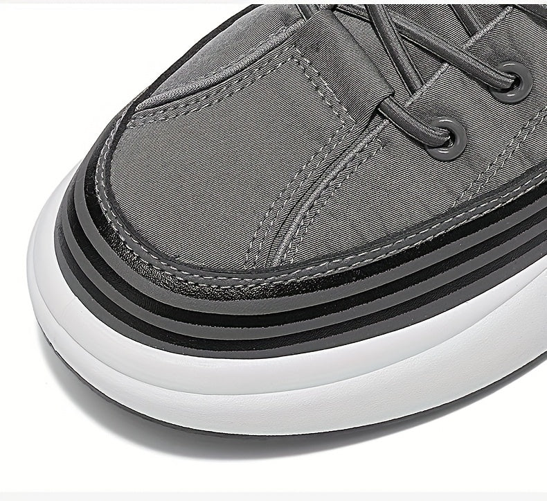 Men's Slip-On Casual Sneakers - Breathable Comfortable Low-Top Shoes with Elastic Panels, PU Upper & PVC Sole for Outdoor Hiking, Running, Daily Wear - All-Season Versatile Streetwear, Hiking Street Shoes, Modern Street Shoes