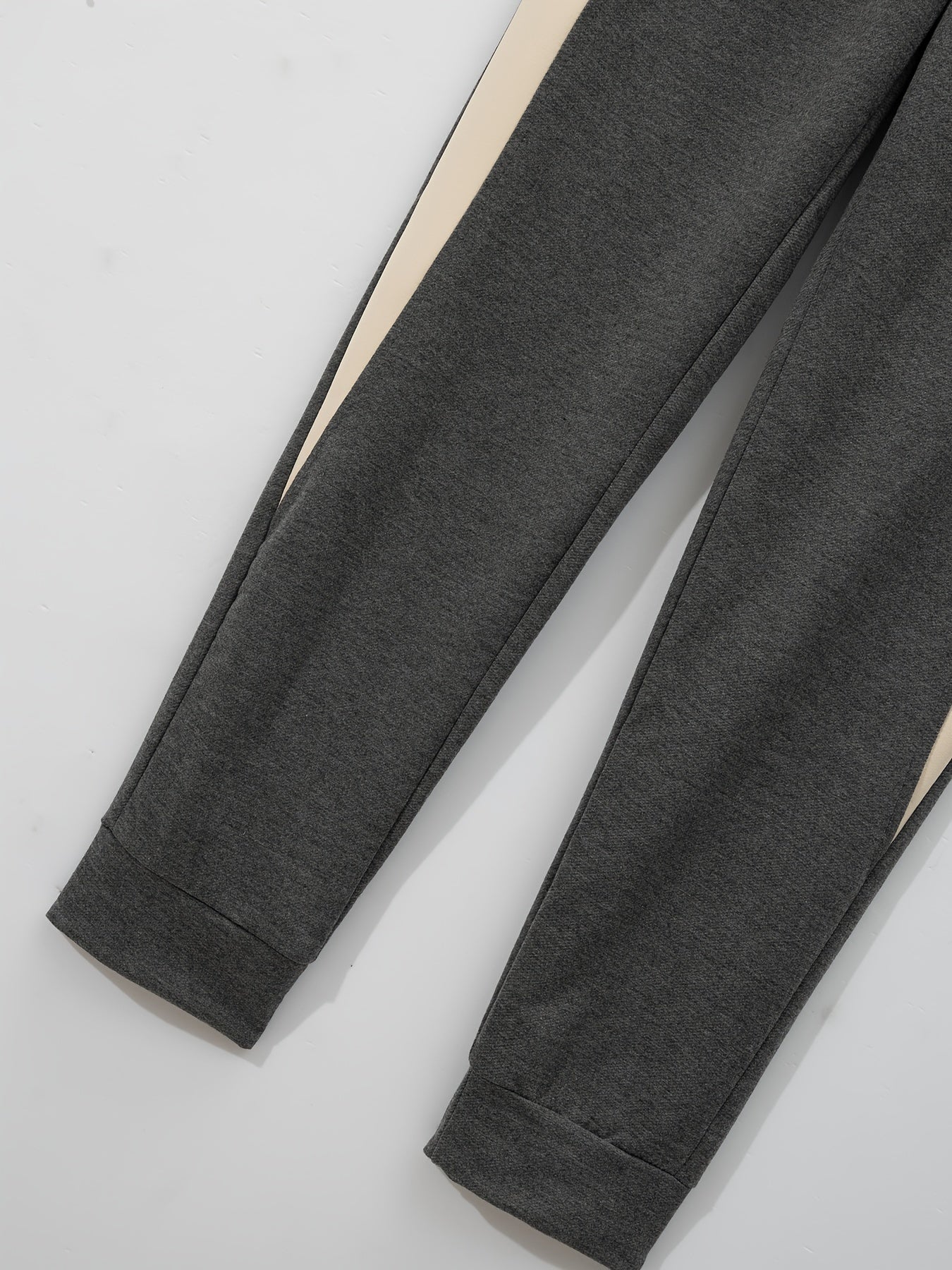 Men'S Casual Baseball Collar Jacket and Pants Set, Color Block Long Sleeve Sweatshirt and Sweatpants, Polyester Woven Suit with Button Detail, Spring/Fall Collection