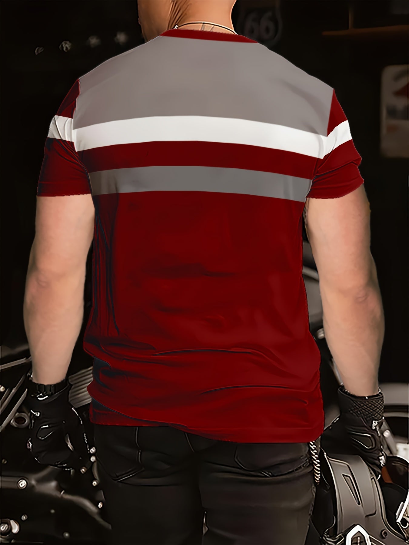 Men'S 3D Digital Print Short Sleeve T-Shirt - Vibrant Color Block Stripes & Bull Head Logo, Breathable Lightweight Fabric, Regular Fit All-Season Casual Top, Durable Urban Style Tee, Versatile Clothing, Modern Fashion, Comfor