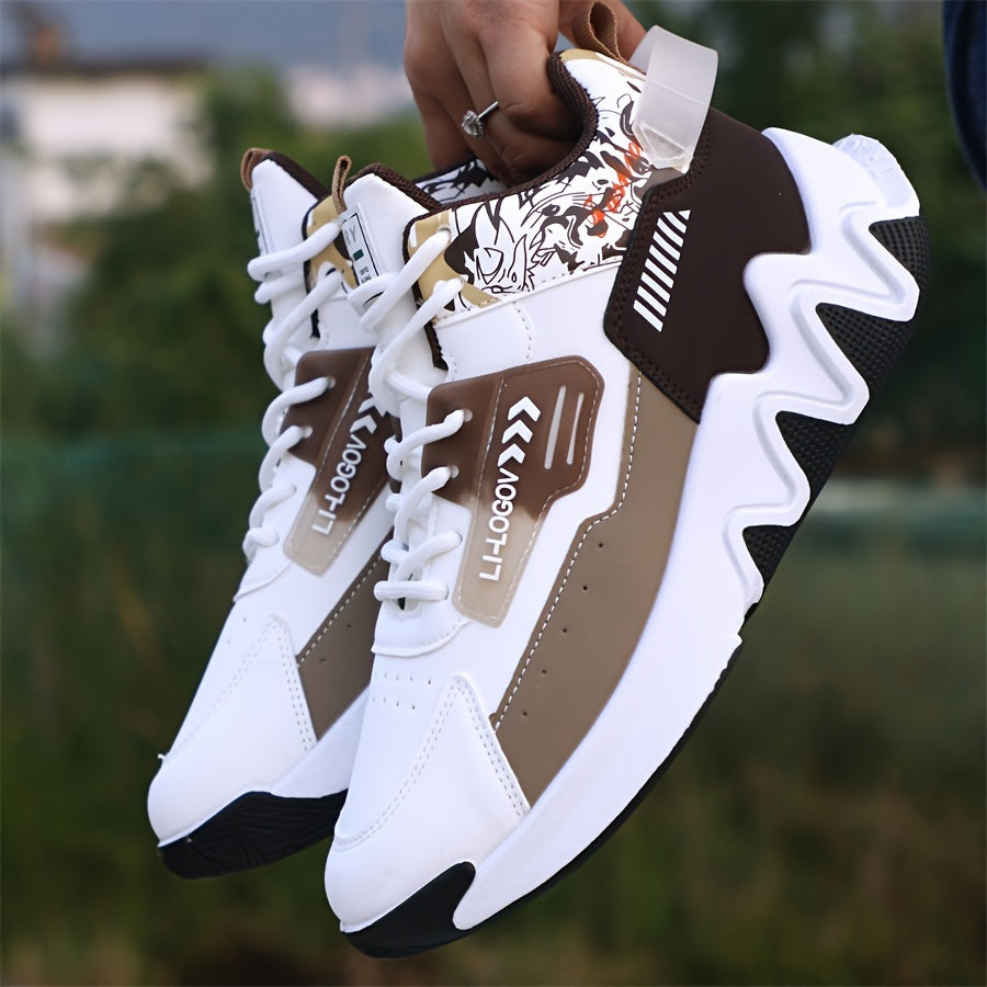 Men'S Stylish High-Top Sneakers with "WOD" Logo - Comfortable, Non-Slip Lace-Up Athletic Shoes for Outdoor Activities, All-Season Wear, Casual Sports Style, Rubber Sole, Fabric Upper, Casual Athletic Shoes | Stylish High Top
