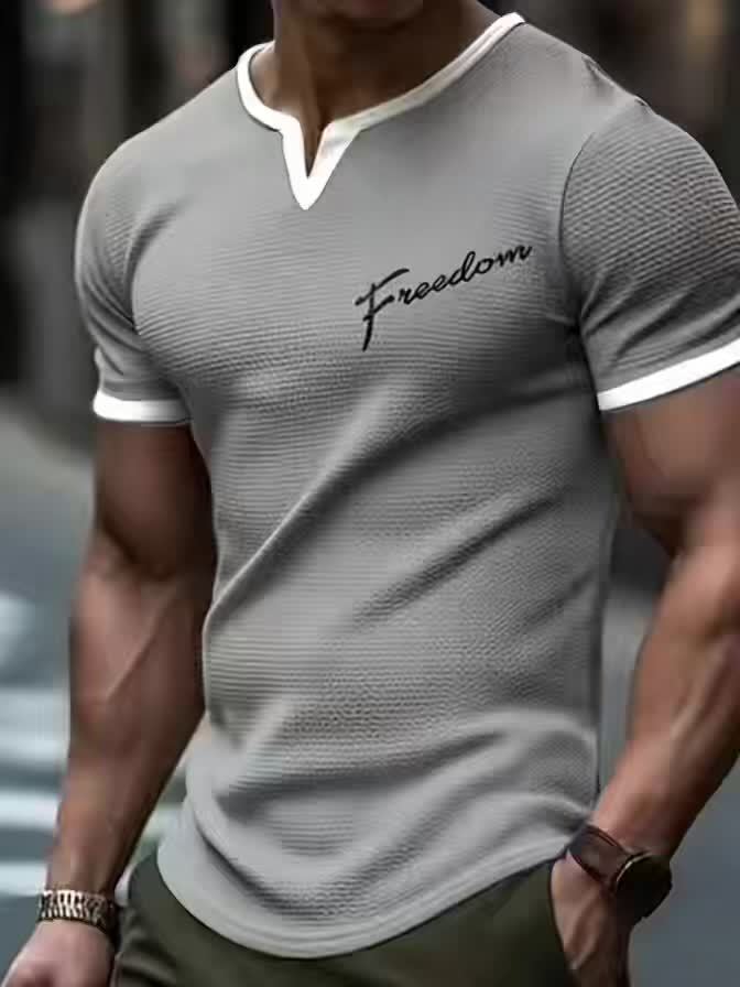 Pearson OBM Casual Stylish Waffle Outdoor Print T-Shirt, Men'S Short-Sleeve Y-Neck T-Shirt.