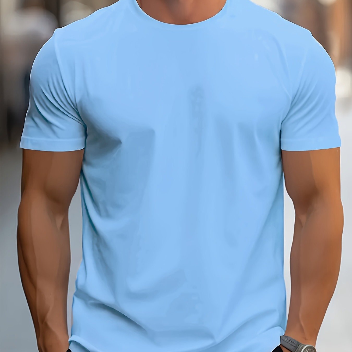 1pc Men's Spring Summer Casual Short Sleeve T-Shirt - Solid Black, Regular Fit Round Neck, Breathable Fabric for Gym, Outdoor & Casual Attire, Gym Shirts, Durable Casualwear, Smooth Texture