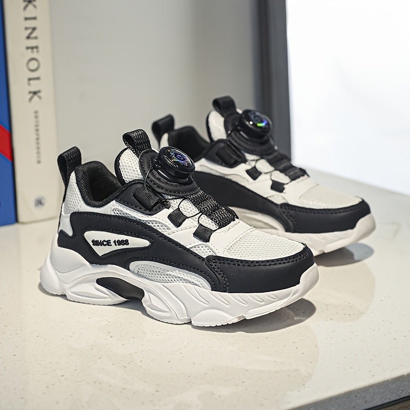 Youngsters' Rotating Buckle Sneakers - Comfortable Sneakers with Mesh Upper, Breathable Design, and Durable EVA Sole for Boys and Girls, Perfect for Casual Wear and Running, Girls Shoes