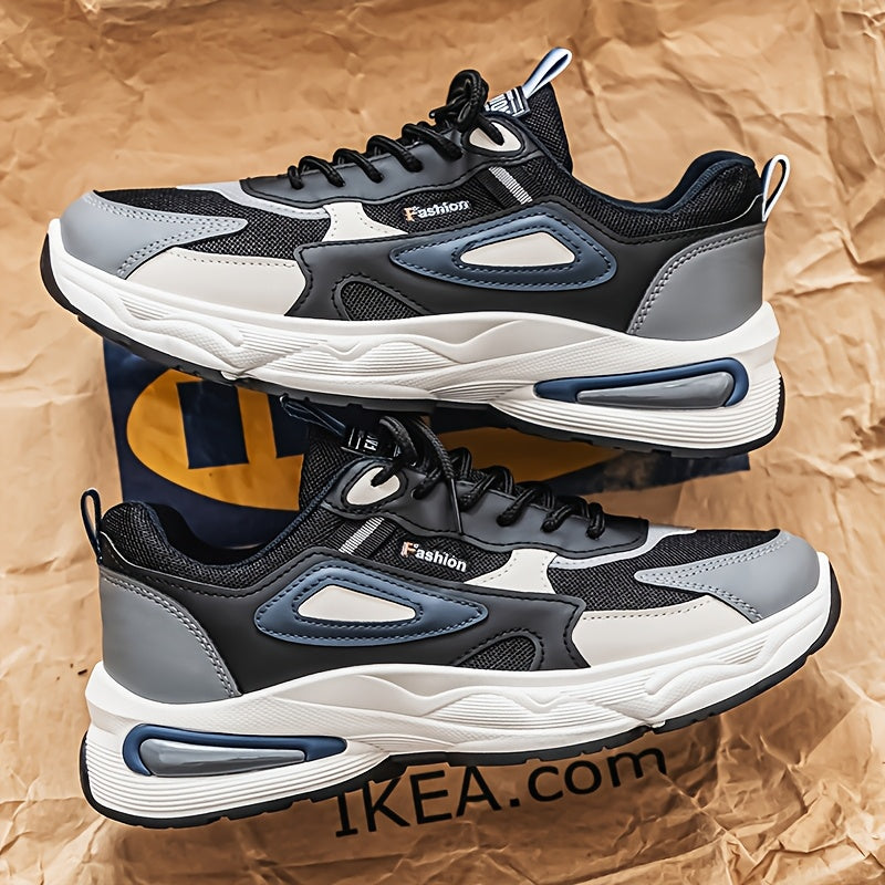 Men's Fashion Sneakers - White/Black/Brown PU Upper, Breathable Fabric Lining & Cushioned EVA Insole, Durable PVC Sole, Lace-Up Mid-Top Design for All-Season Casual & Daily Wear, High Top Sneakers, Versatile Footwear, Modern