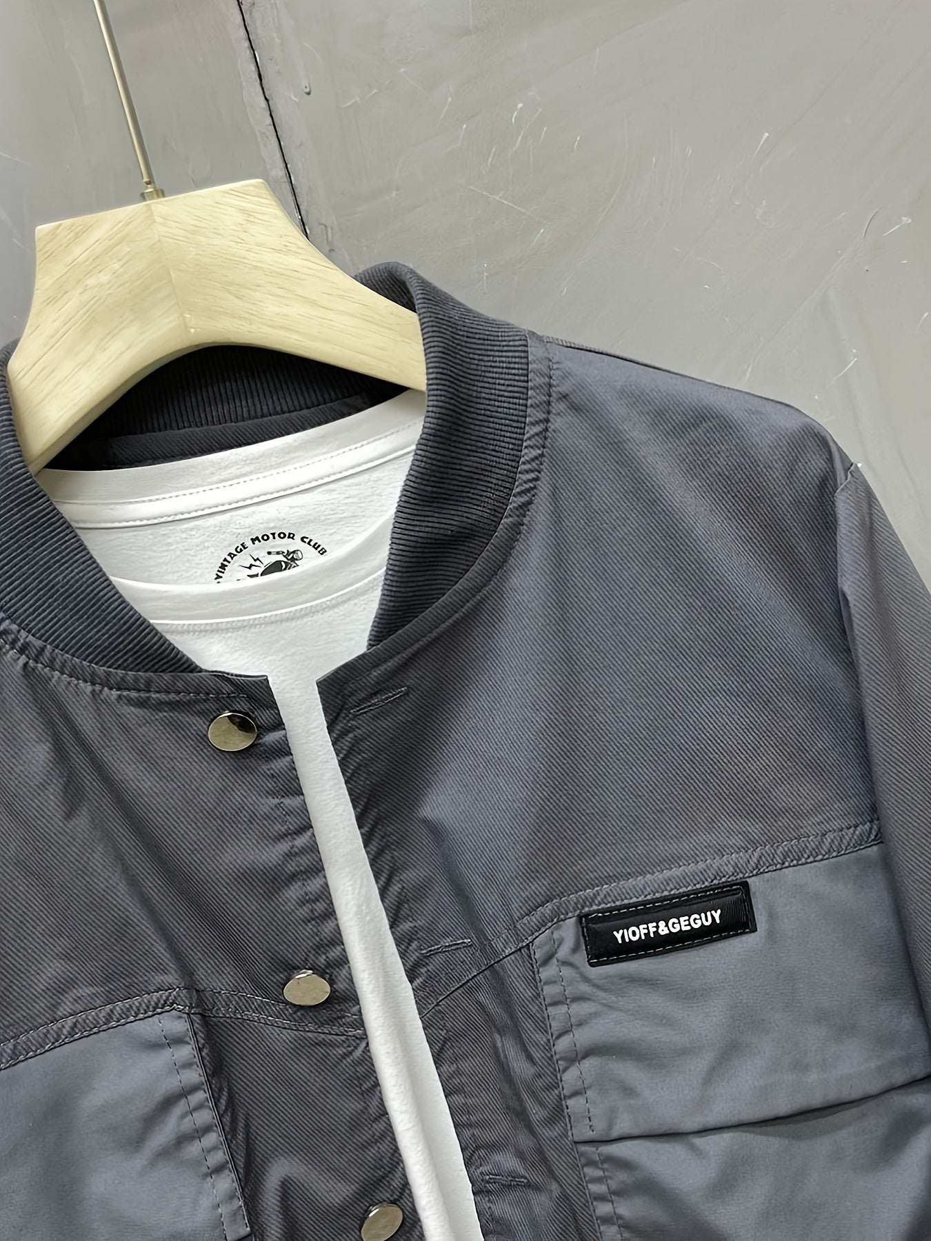 Men's Casual Sports Windbreaker Jacket, Outdoor Solid Color Design, Spring/Fall Fashionable Versatile Baseball Collar Jacket With Pockets