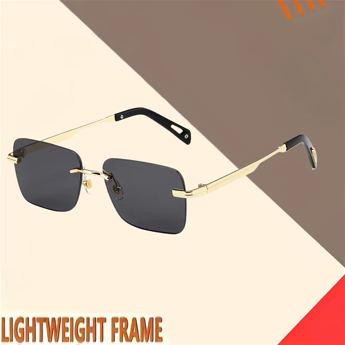 Lightweight Aluminum Alloy Frameless Square Fashion Glasses - Unisex Retro Style with Gradient Pink to Blue Lenses, Metal Hinges & Screws - Perfect for Driving & Holiday Gifts, Eyewear, Trendy Eyewear, Durable Eyeglasses