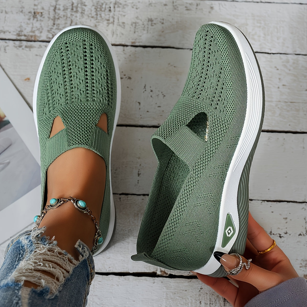 MZMQS Women's Breathable Mesh Slip-On Sneakers - Lightweight & Comfortable Walking Shoes with Rubber Sole and Fabric Insole - Versatile All-Season Footwear in Multiple Colors - Hand Washable, MZMQS