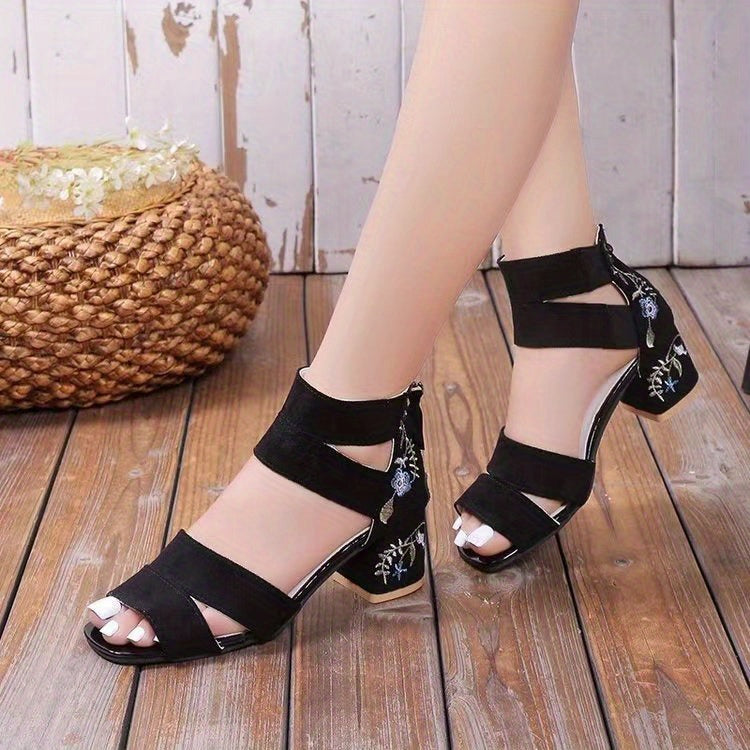 Chunky Heel Sandals Pu Rubber Ankle-Strap Buckle Mid Heel(3-5cm) Open Toe
