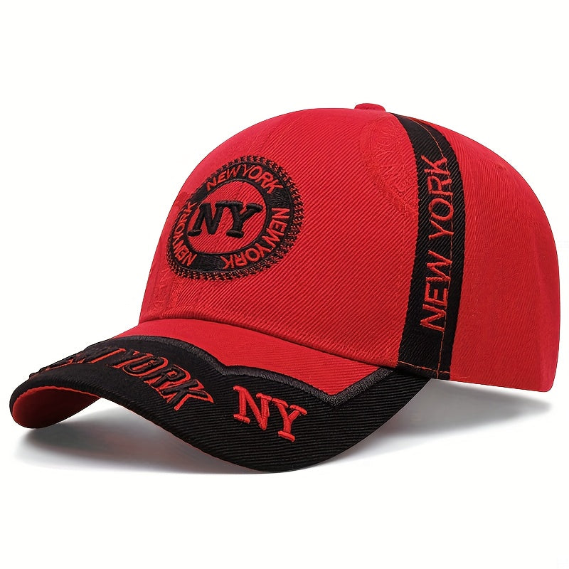 NY Logo Baseball Cap - Black & White Snapback Hat with "NEW YORK NY" Embroidery, Lightweight Polyester, Ideal for Outdoor Sports & Casual Wear, Casual Wear Cap|Logo Embroidered Cap|Machine Washable