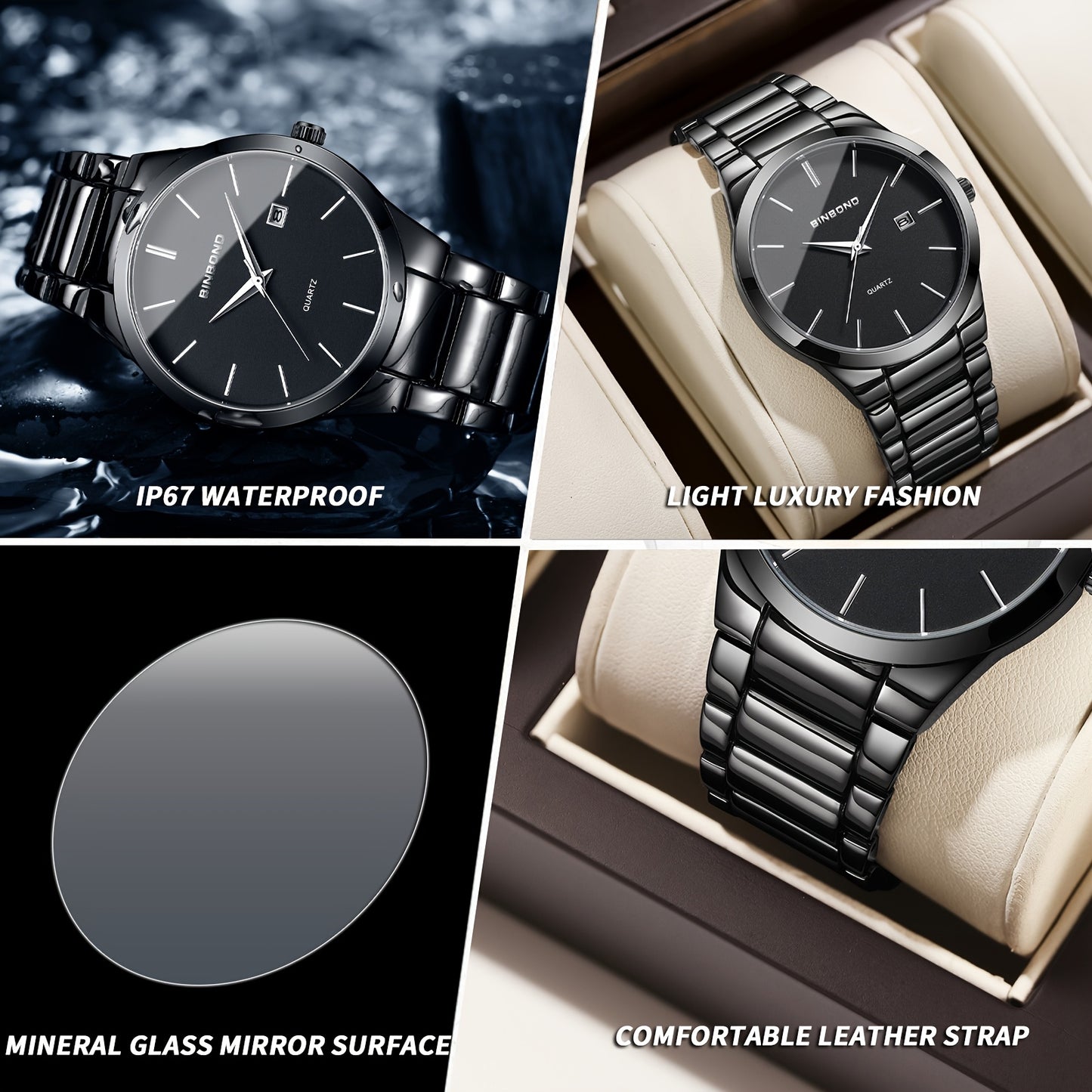 Men's quartz watch alloy strap watch calendar watch sports leisure waterproof Men's watch