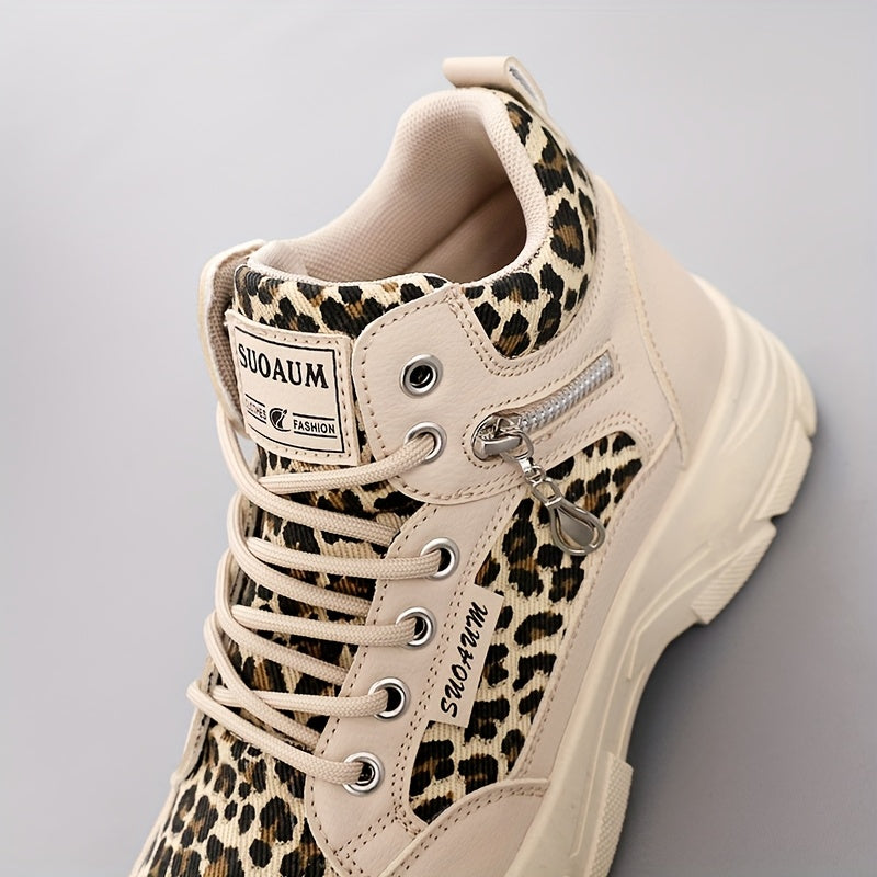 Women'S Stylish Leopard Print Sneakers - Casual, Versatile Walking Shoes for Outdoor and Fitness Activities, Lightweight and Comfortable, All-Season Use, Casual Walking Shoes | Leopard Print Sneakers | Comfortable Walking Sho