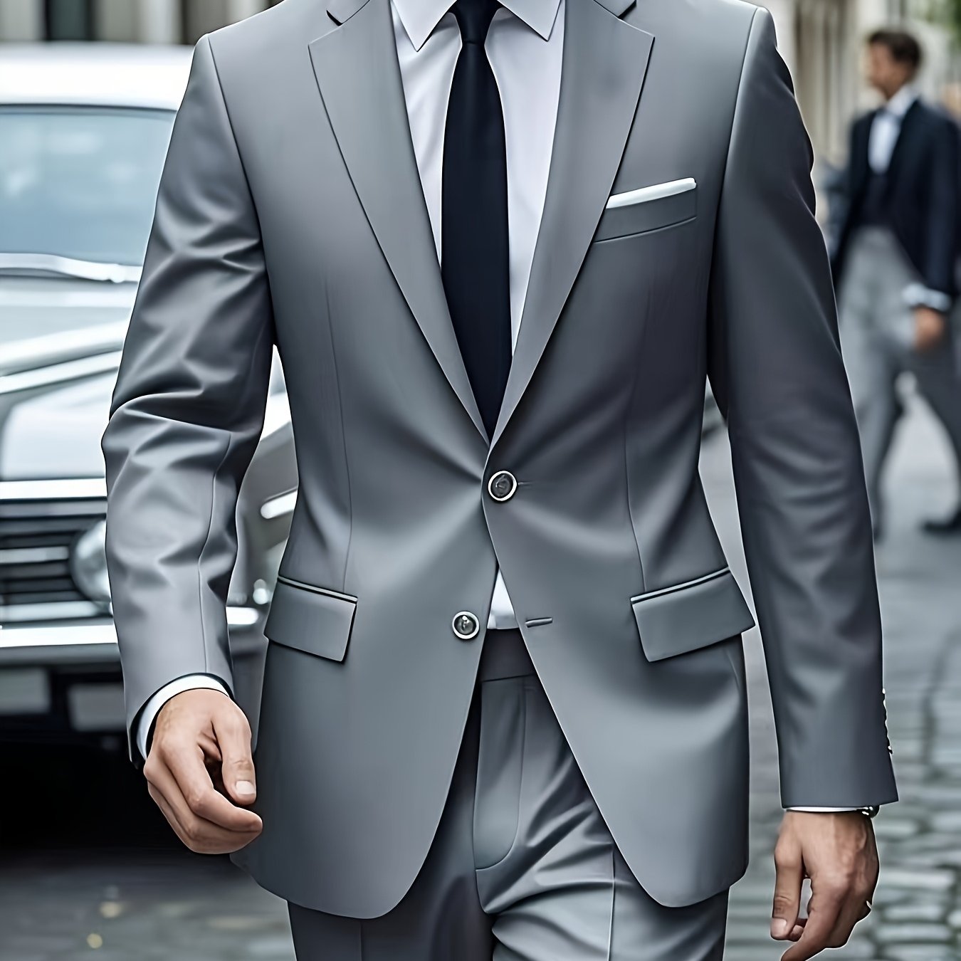 2pcs Luxury Classic Men'S Solid Color Suit - Notched Lapel Blazer and Pants, Regular Fit, Long Sleeve, Traditional Silhouette, Ideal for Weddings, Business Meetings - High-Quality Fabric, Comfortable Wear, Stylish Design, Wed