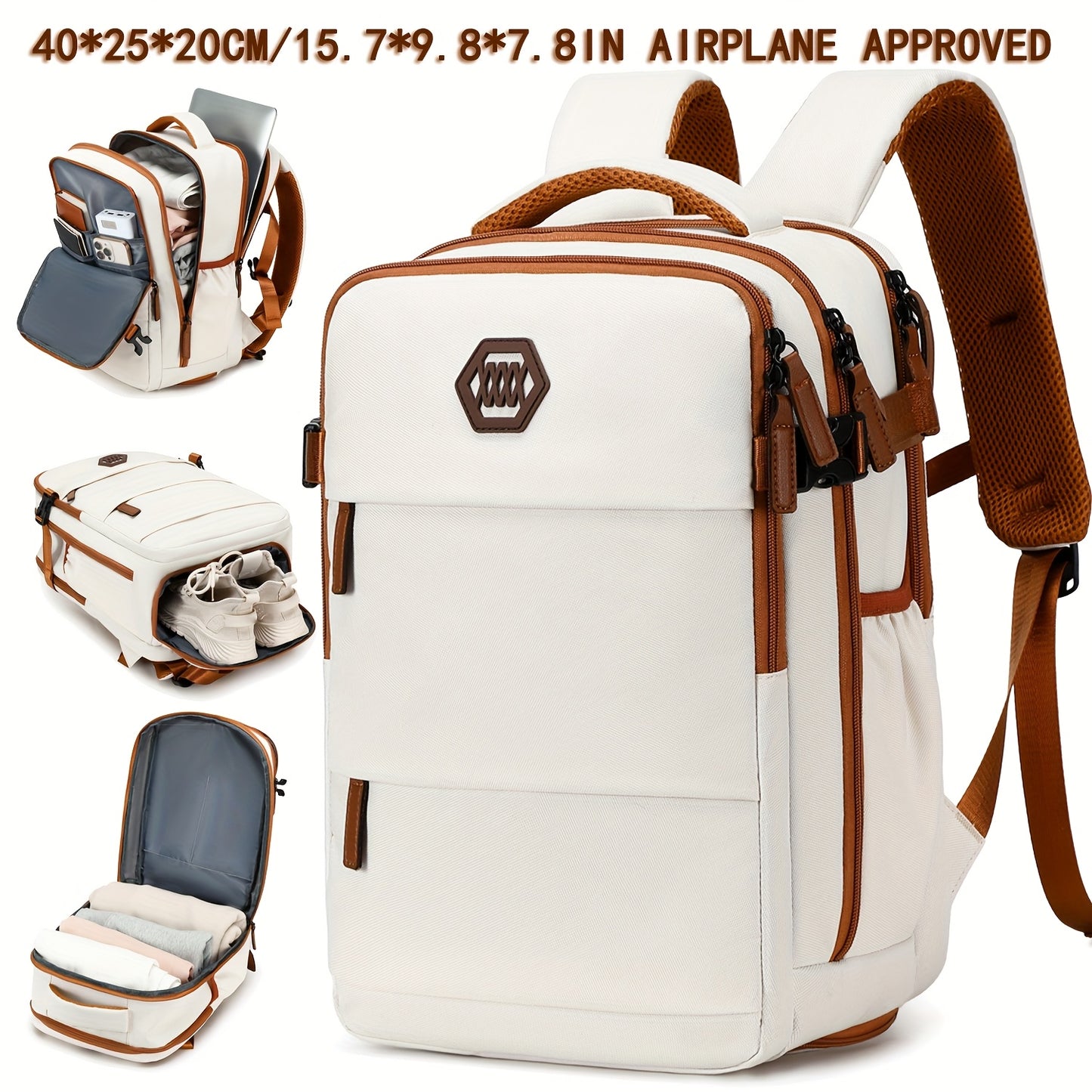 Travel Backpack for Men, Airline-Approved Carry-On Luggage, 15.6-Inch Laptop Business Bag, Weekend Leisure Hiking and Casual Daypack