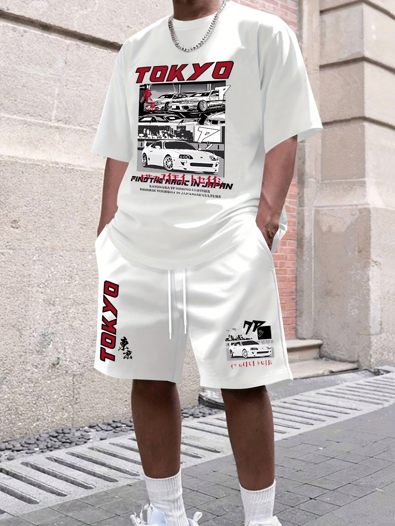 Men's suit short sleeve T-shirt and shorts