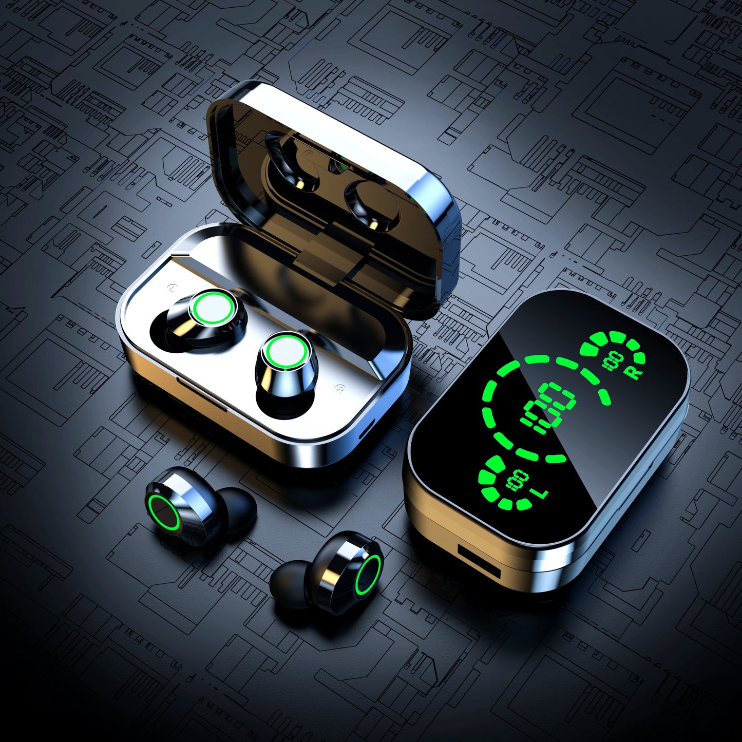 Hi-Fi Sound Wireless Earbuds with LED Charging Case, Touch Control, Noise-Canceling In-Ear Headphones, Wireless Connectivity, Quick Charge Compatible, Voice Call Noise Reduction, and Battery Indicator - Ideal for Gaming & Spo