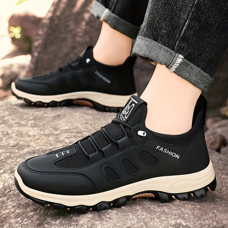 Men'S Breathable Comfortable Casual Low-Top Sneakers - Stylish Woven Knit Design, Lightweight Skate Shoes for All Seasons, Brown & Beige Colorway, Slip-On with Elastic Straps, Round Toe, PVC Sole, Fabric Lining, Casual Footwe