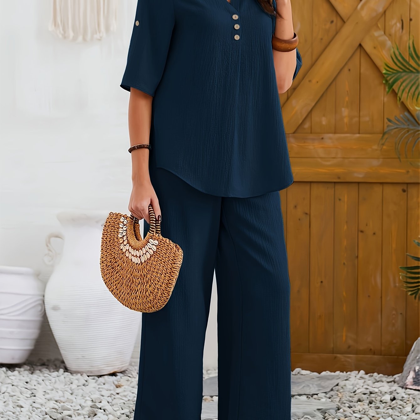 Women's V-Neck Casual Two-Piece Set