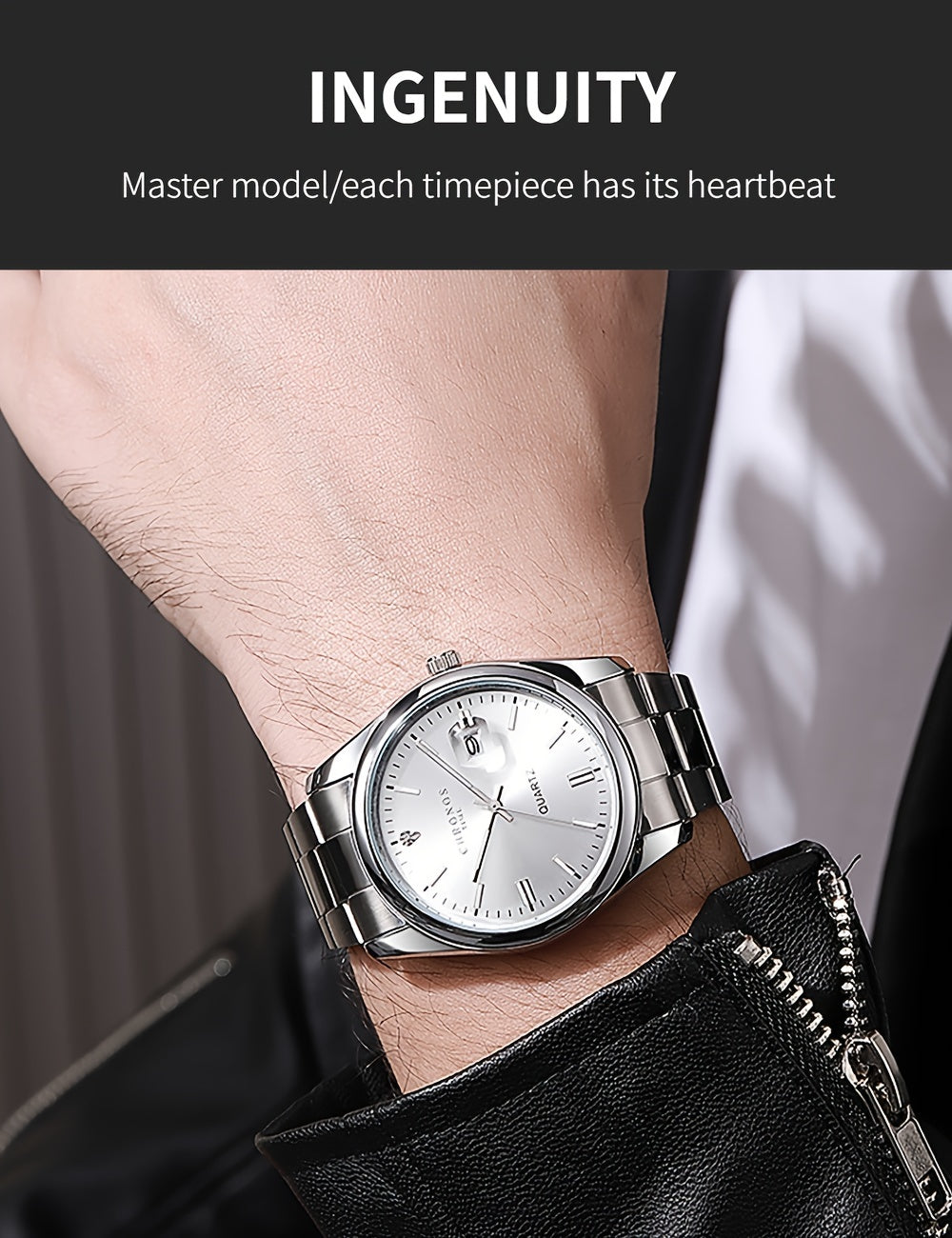 Popular CHRONOS Men's Fashion Sports Watch Stainless Steel Strap Calendar Luminous Quartz Watch Classic and Trendy All-match Commuting Watch Casual Men's Watch for Daily Wear Business Workplace Men's Watch Outdoor Sports Hand