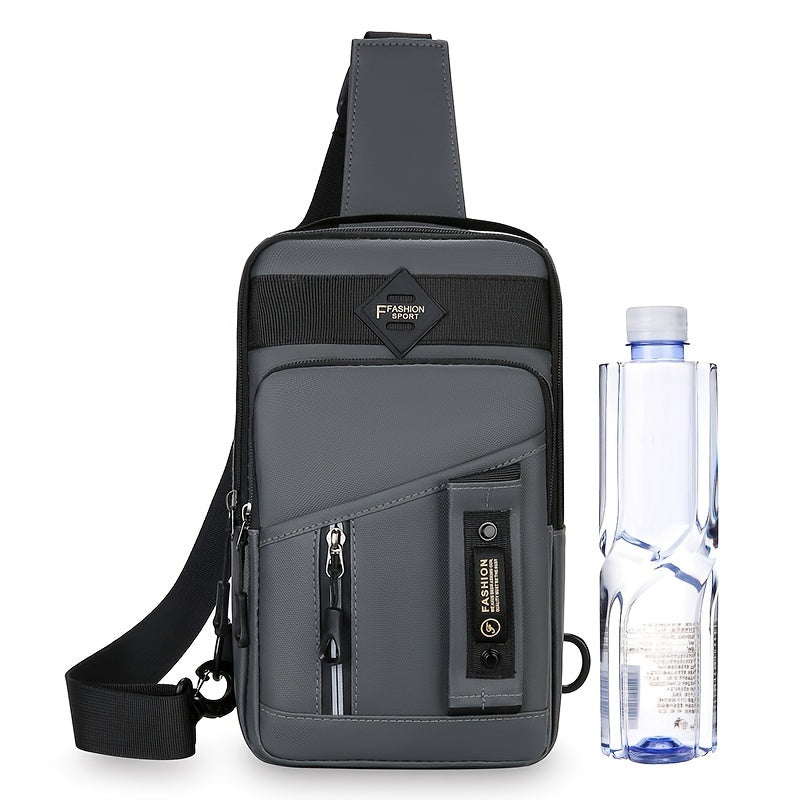 1pc Men's New Large Capacity Bag, Multilayer Storage Crossbody Bag, Trendy Fashion Chest Bag