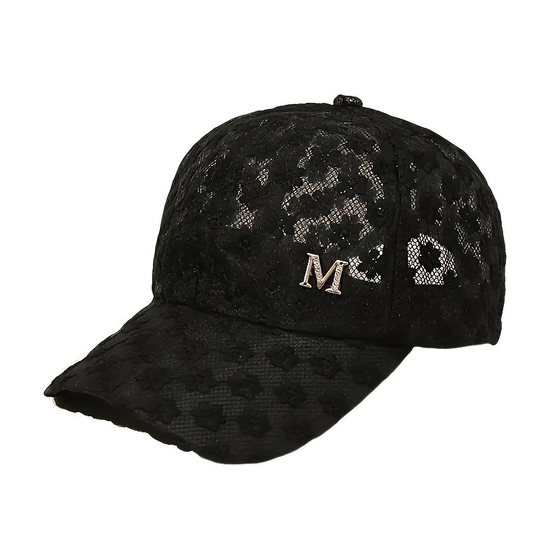 Adjustable Outdoor Casual Hat Breathable Hollow-Out Duckbill Cap Korean Style Summer Lace Flower Baseball Cap Fashion Versatile Sporty Hat Suitable for men and women.