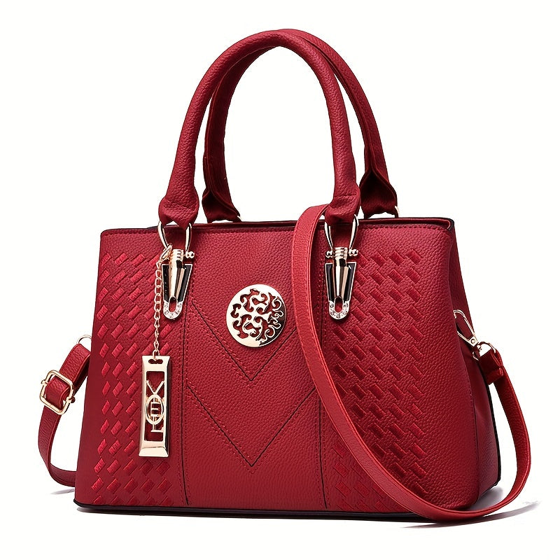 Classic Top Handle Satchel Bag, Fashion PU Bag, Women's Casual Handbag, Shoulder Bag & Tote Purse