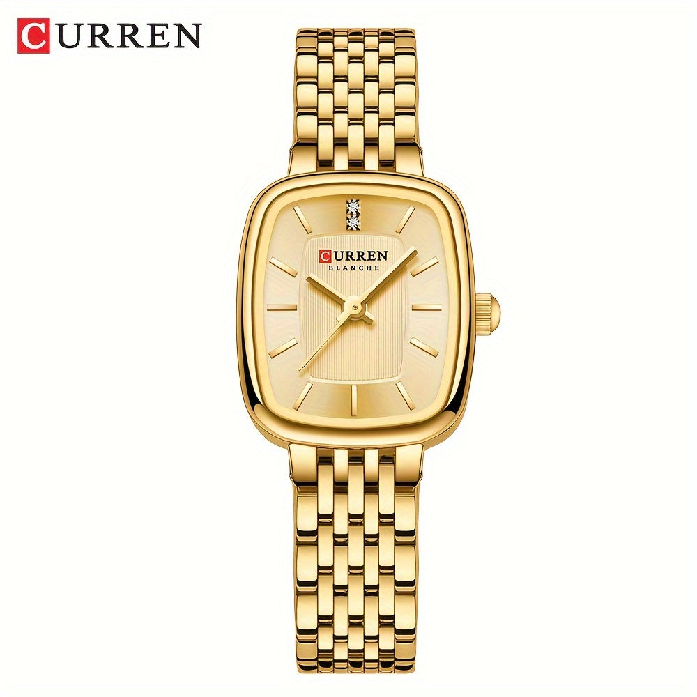 CURREN Women's Watch Original Brand Stainless Steel Strap New Square Subdial Fashionable Casual Business Quartz Analog