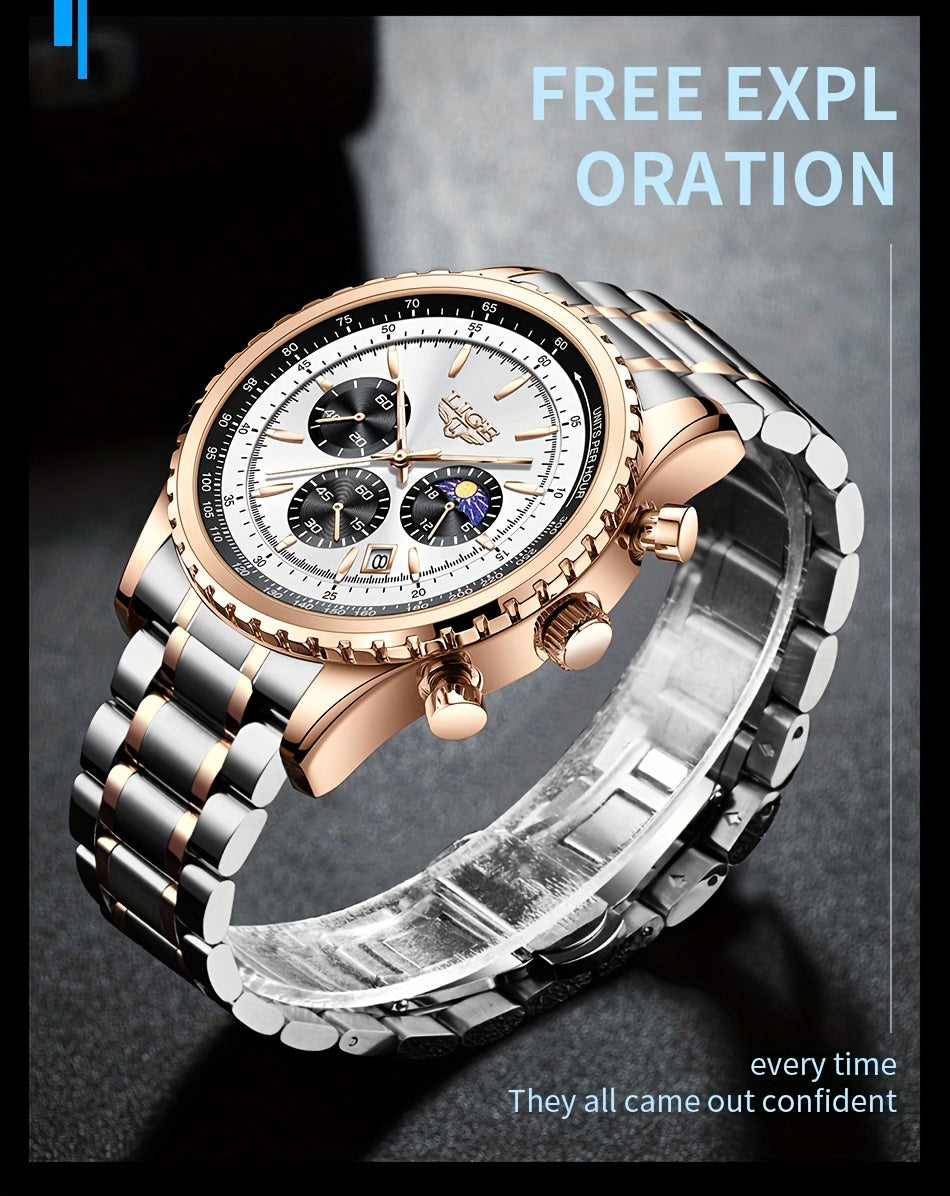 LIGE Top Brand Luxury New Quartz Watch for Women, Luminous Fashion Timepiece for Ladies, Date Chronograph Sports Wristwatch, Men'S Watch