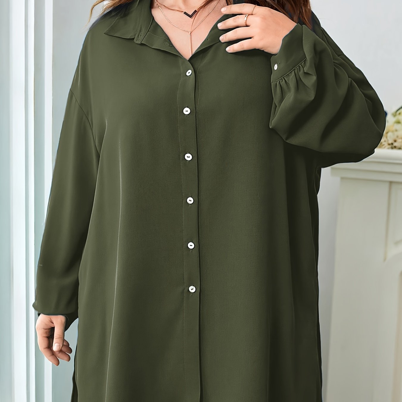 Elegant Plus Size Women'S Two-Piece Set: Stylish V-Neck Blouse & Wide Leg Pants - Perfect for Formal Occasions, Plus Size Blouses